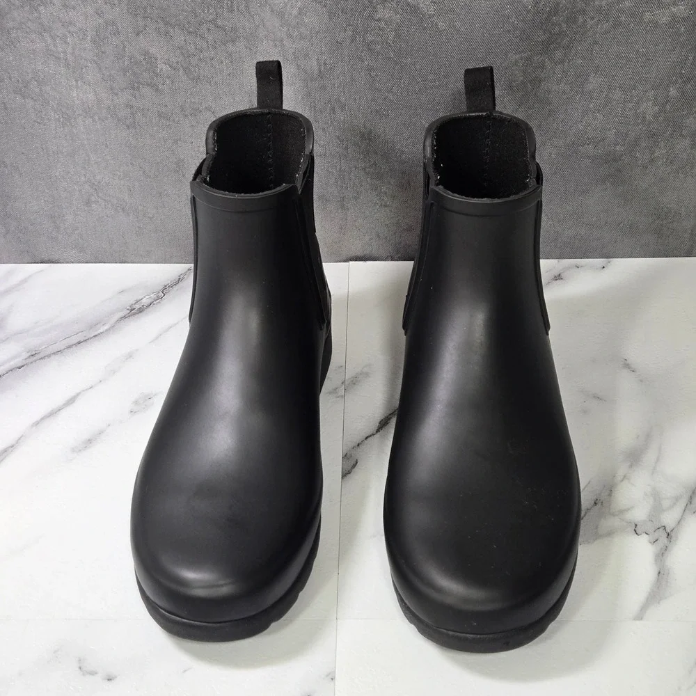 Hunter Womens Size 8 Black Original Refined Slim Fit Chelsea Ankle Rain Boots